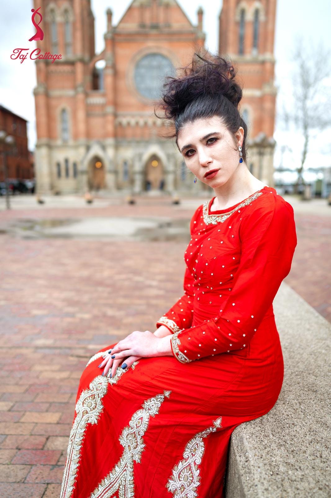 Red Silk Beaded Gown Red Silk Beaded Gown