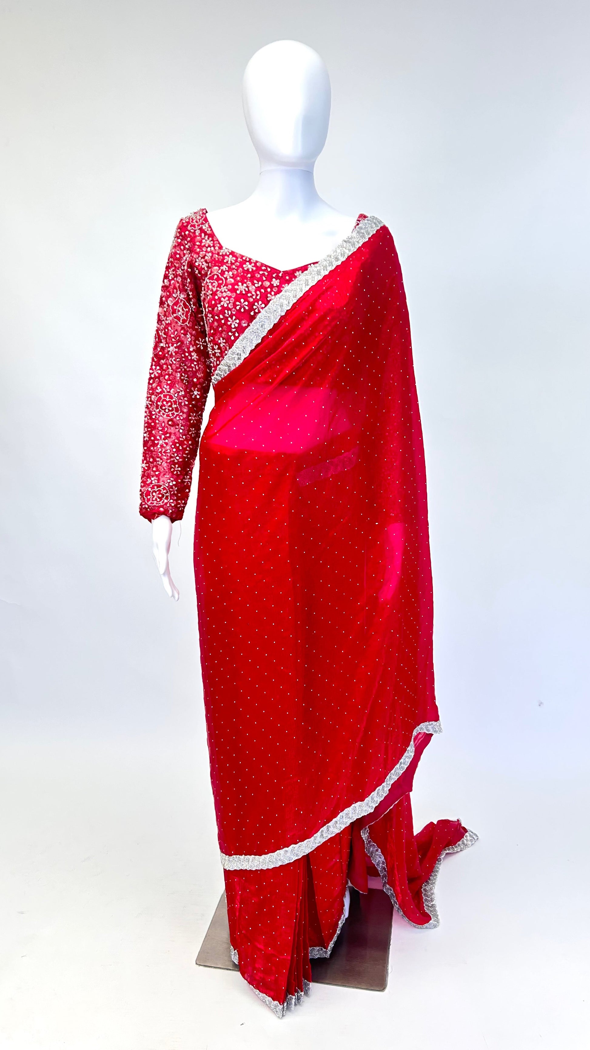 Scarlet Red Readymade Saree