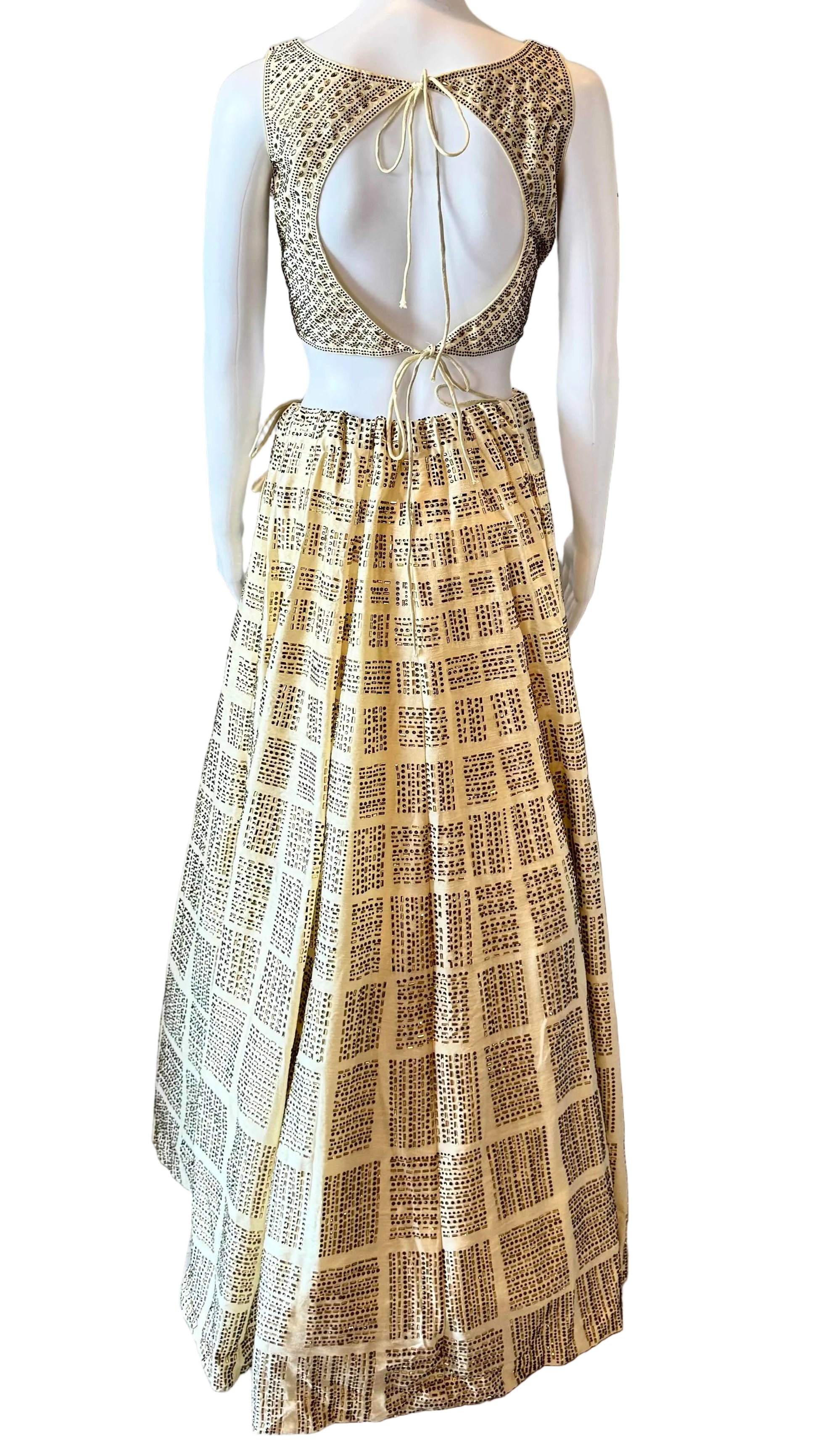 Cream Rhinestoned Bridal Lehnga