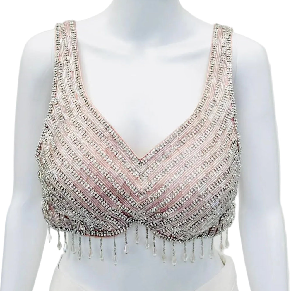 Light Pink Rhinestone Blouse