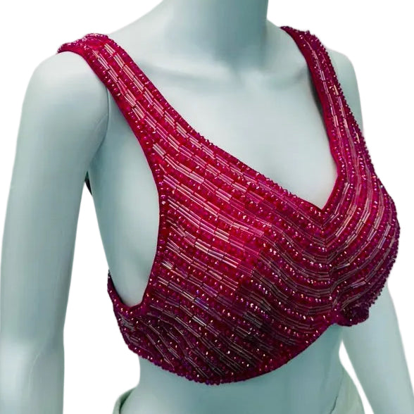 Dark Pink Rhinestone Blouse