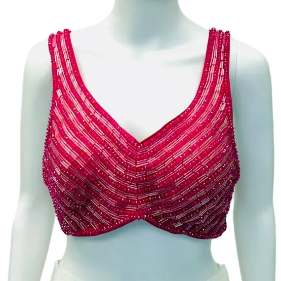 Dark Pink Rhinestone Blouse