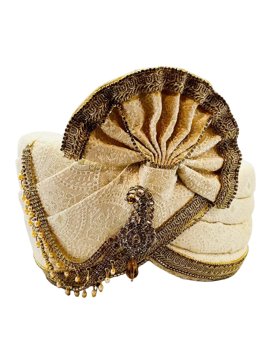 Cream & Gold Color Turban
