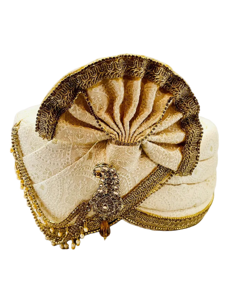 Cream & Gold Color Turban
