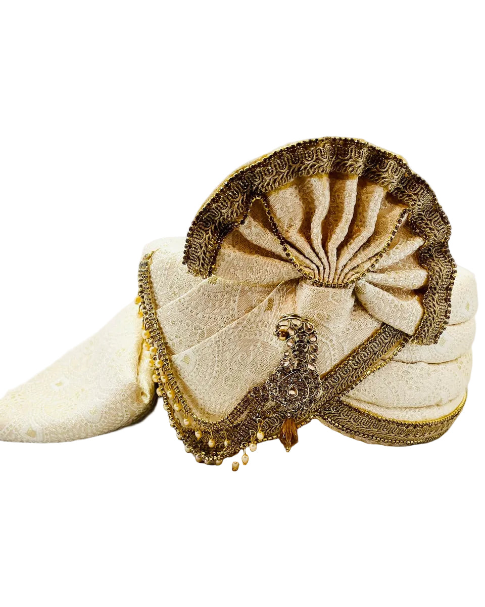 Cream & Gold Color Turban