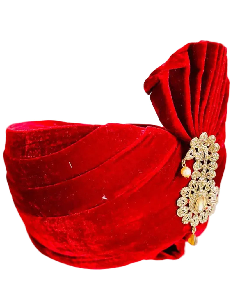 Royal Red Velvet Turban