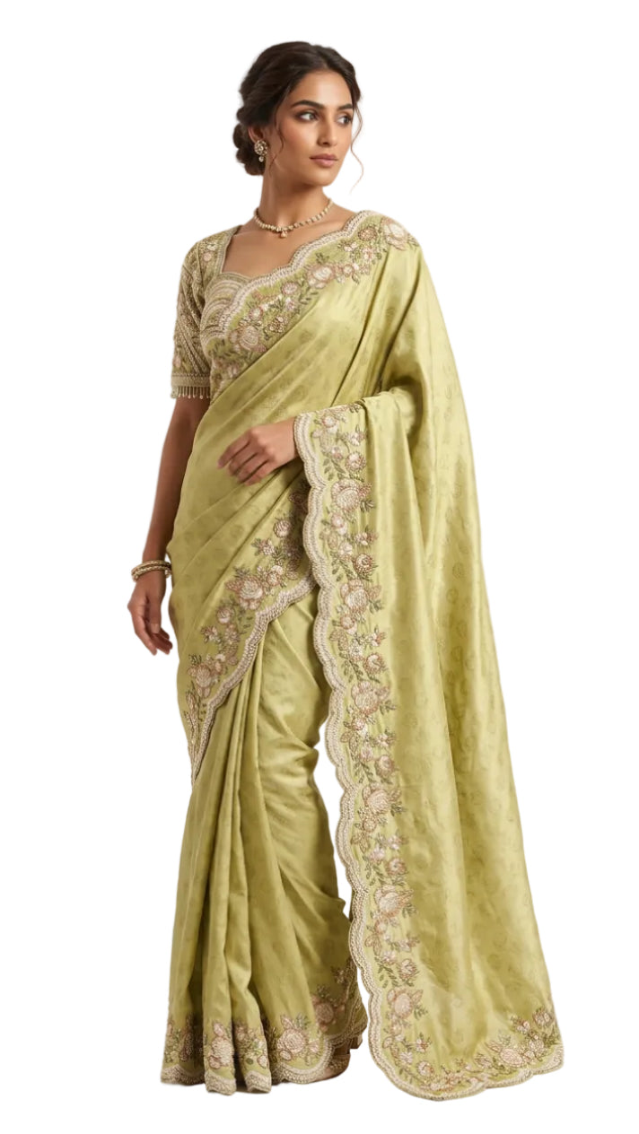 Olive Green Saree