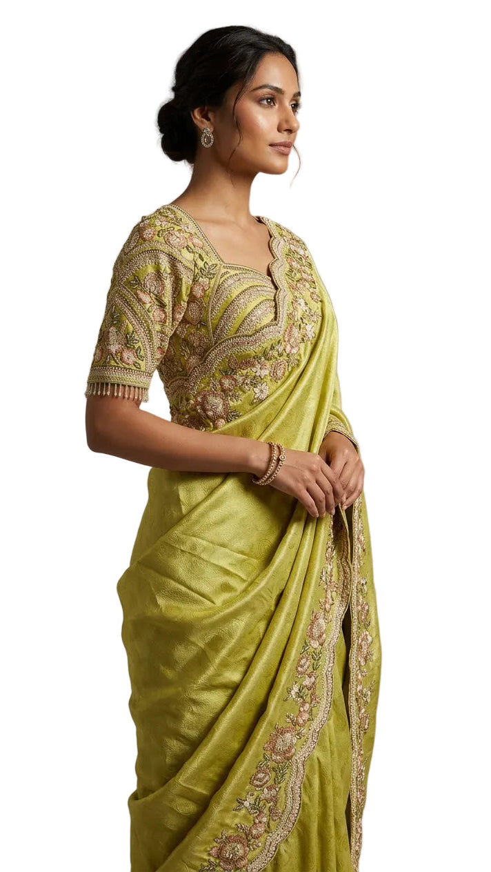 Olive Green Saree