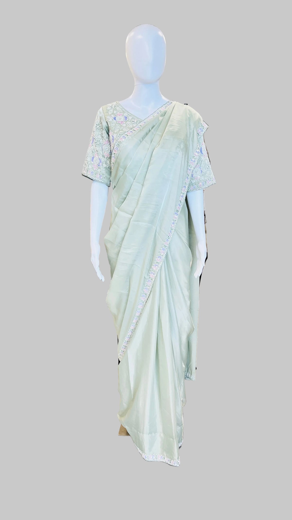 Mint Green Color Saree