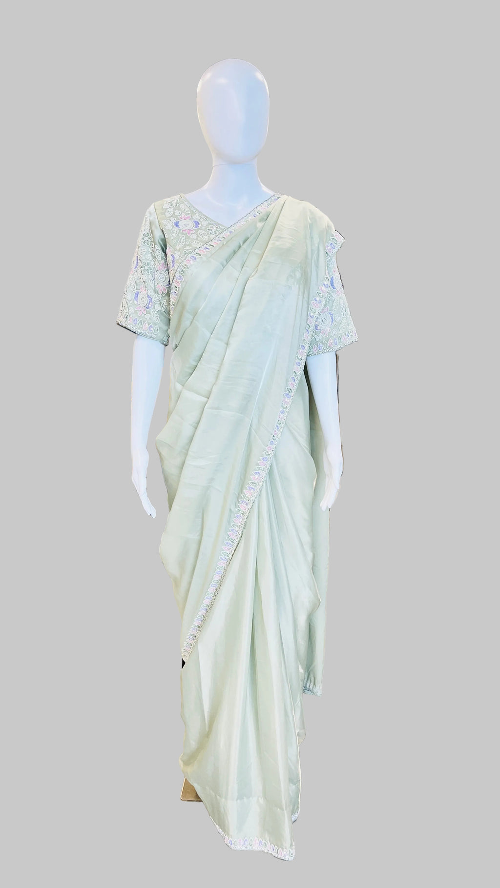 Mint Green Color Saree