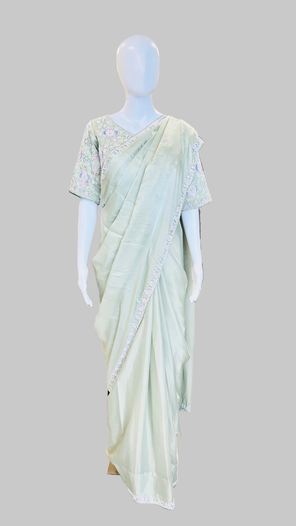 Mint Green Color Saree