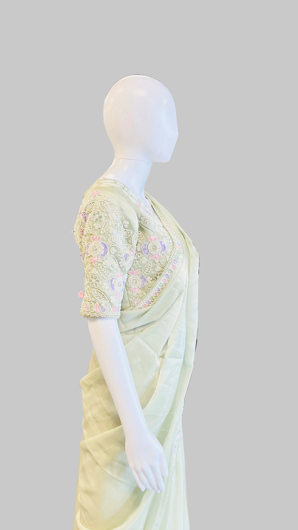 Mint Green Color Saree