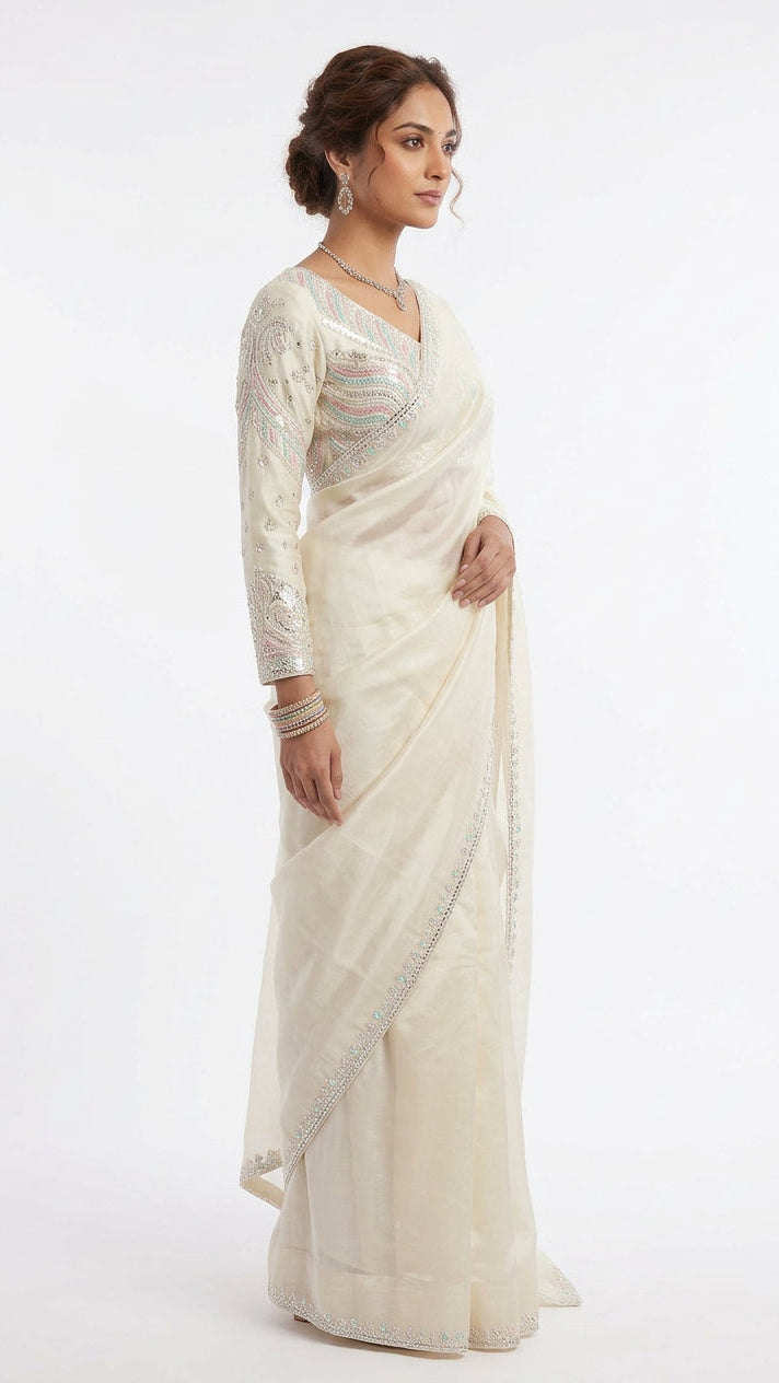 Ivory Color Saree