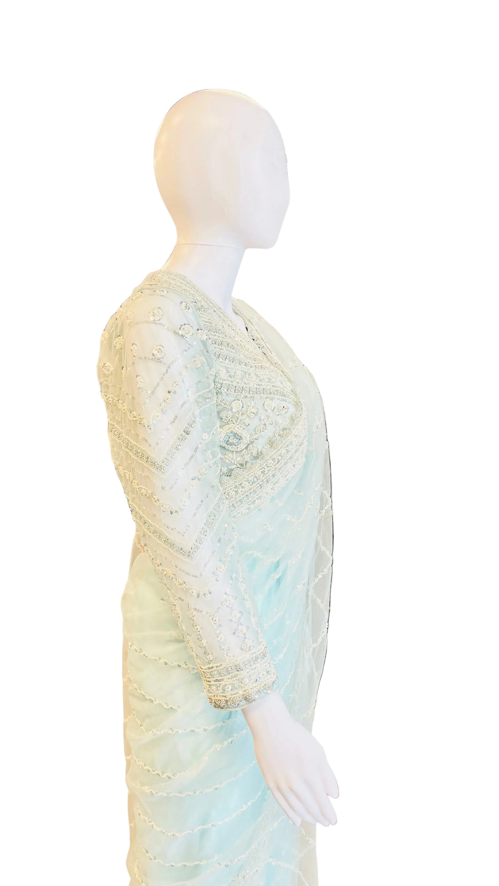 Sky-Blue Color Net Saree