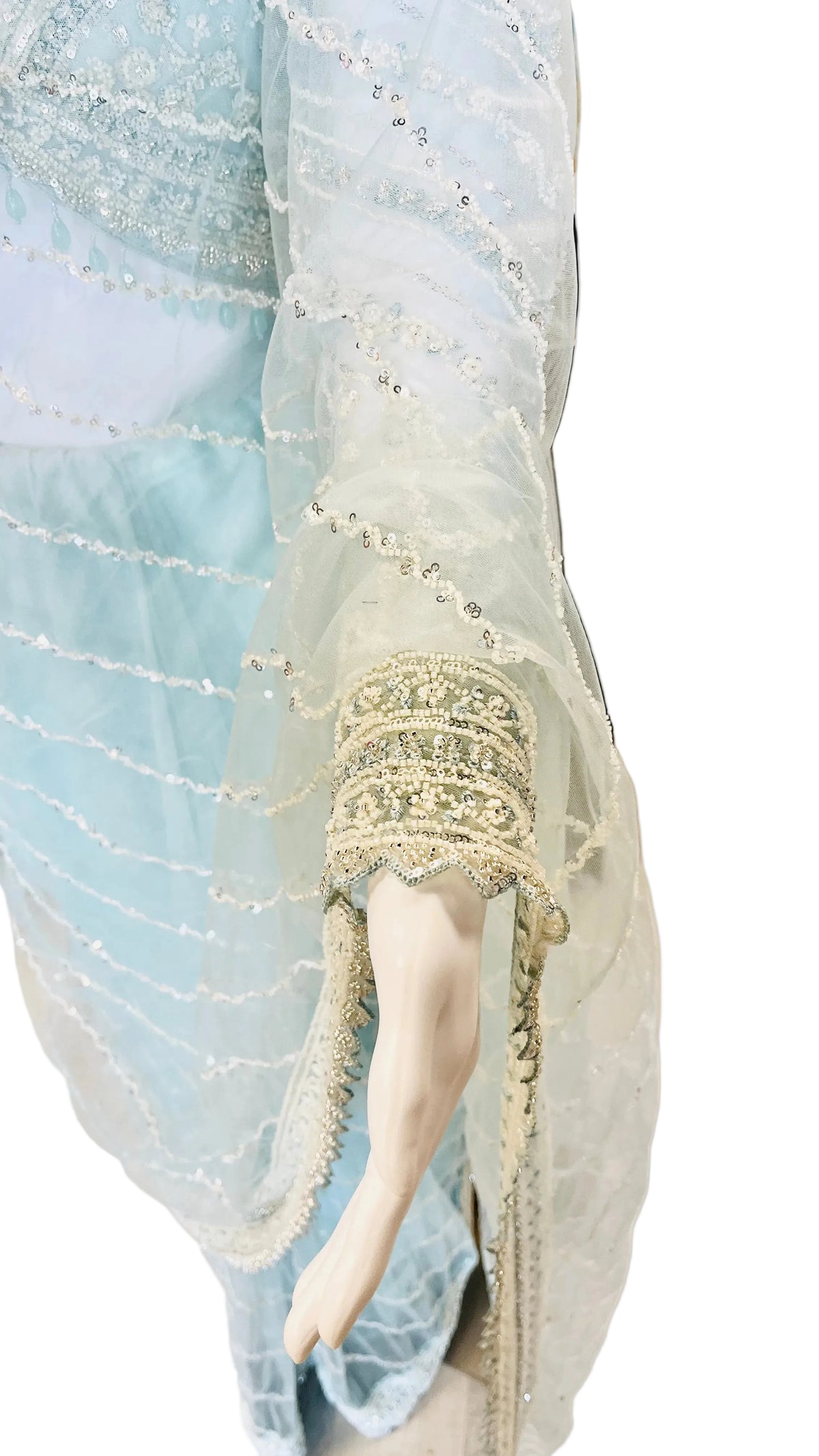 Sky-Blue Color Net Saree