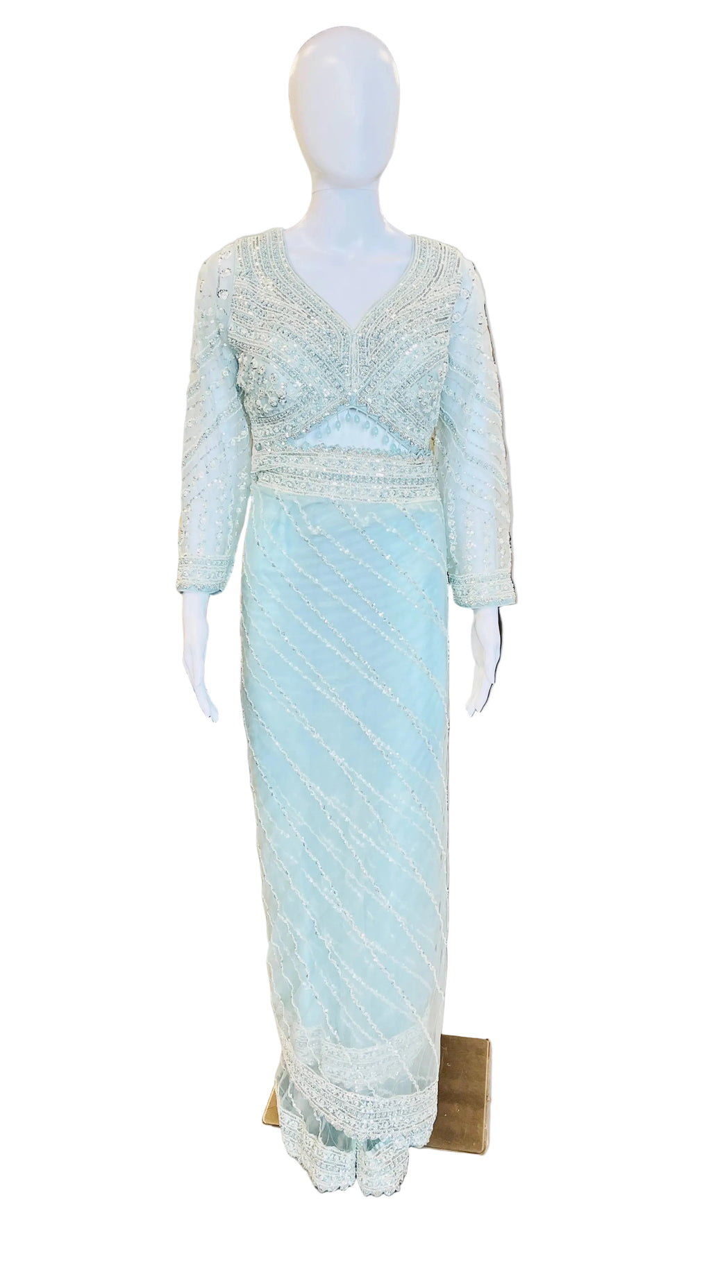 Sky-Blue Color Net Saree