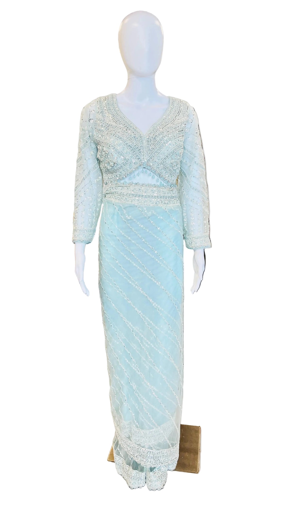 Sky-Blue Color Net Saree
