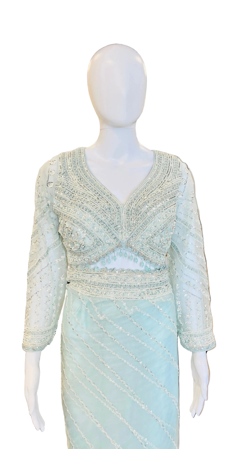 Sky-Blue Color Net Saree