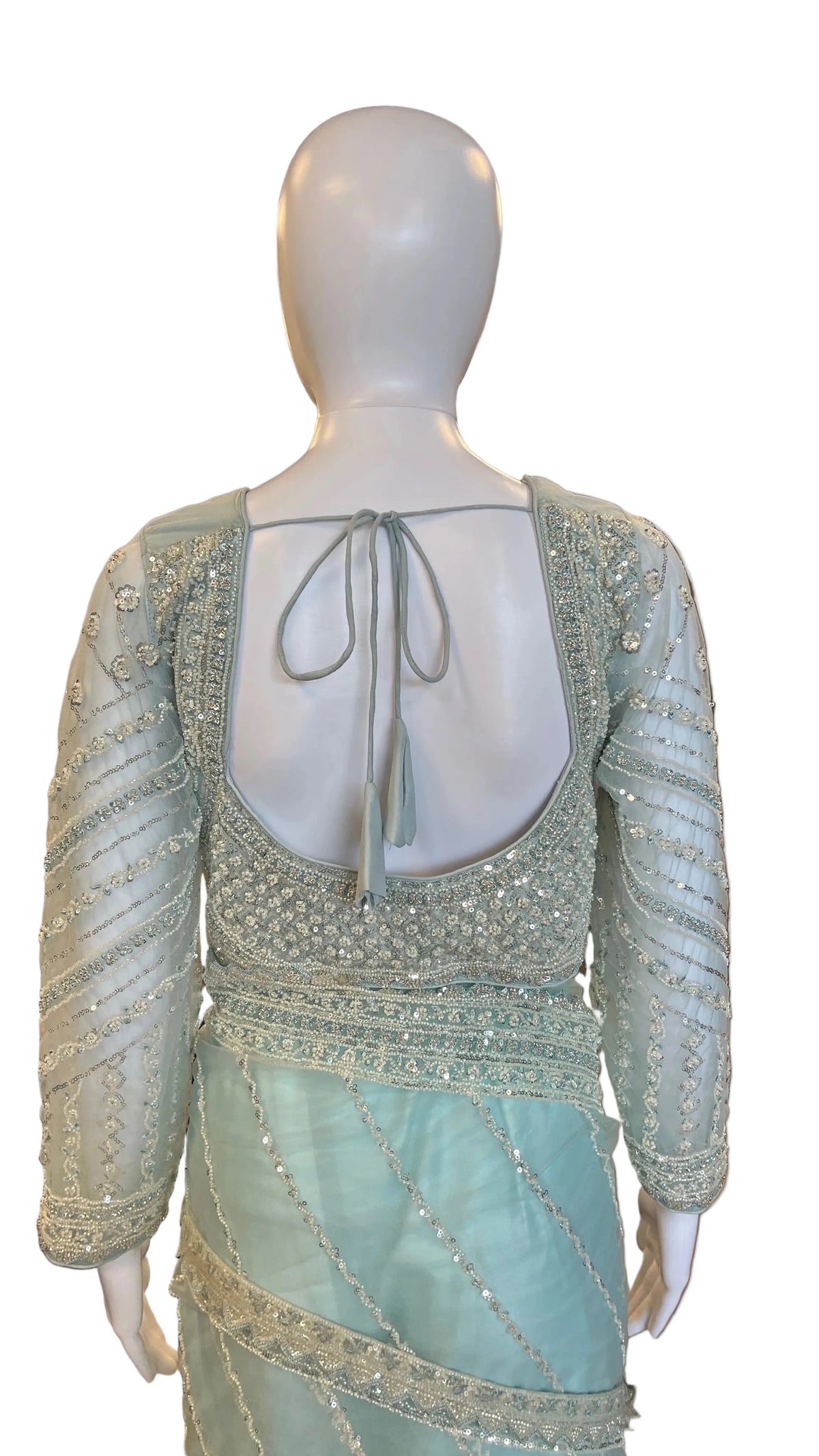 Sky-Blue Color Net Saree