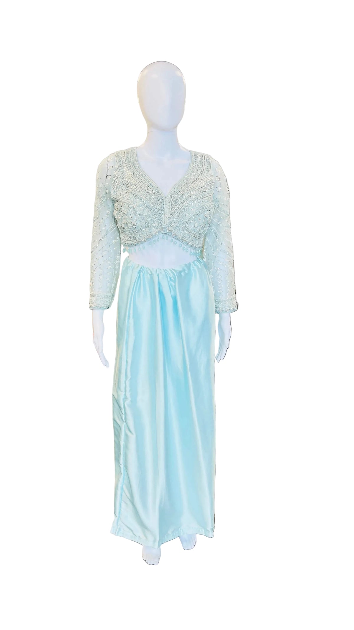 Sky-Blue Color Net Saree