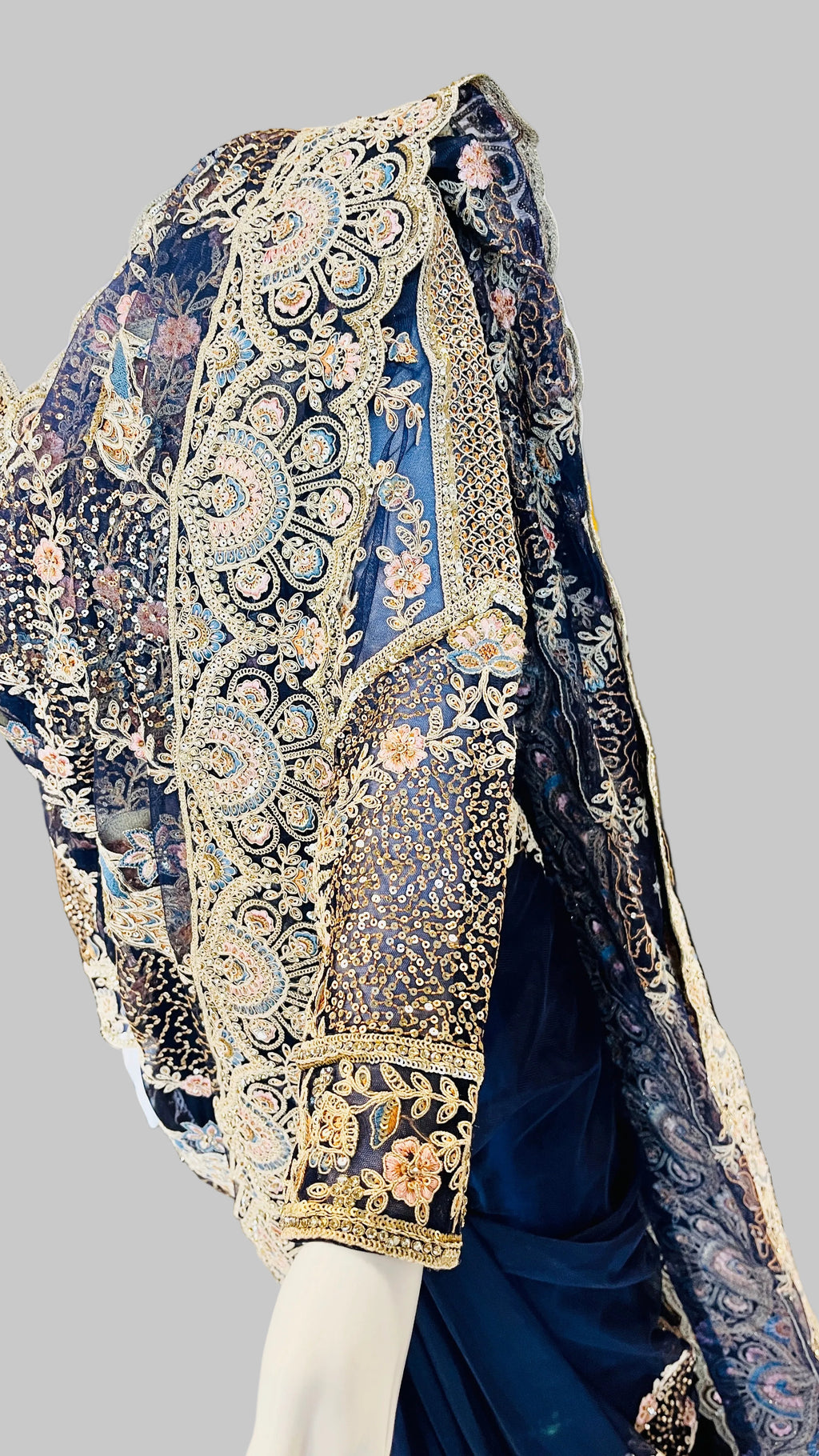 Navy-Blue Color Net Saree