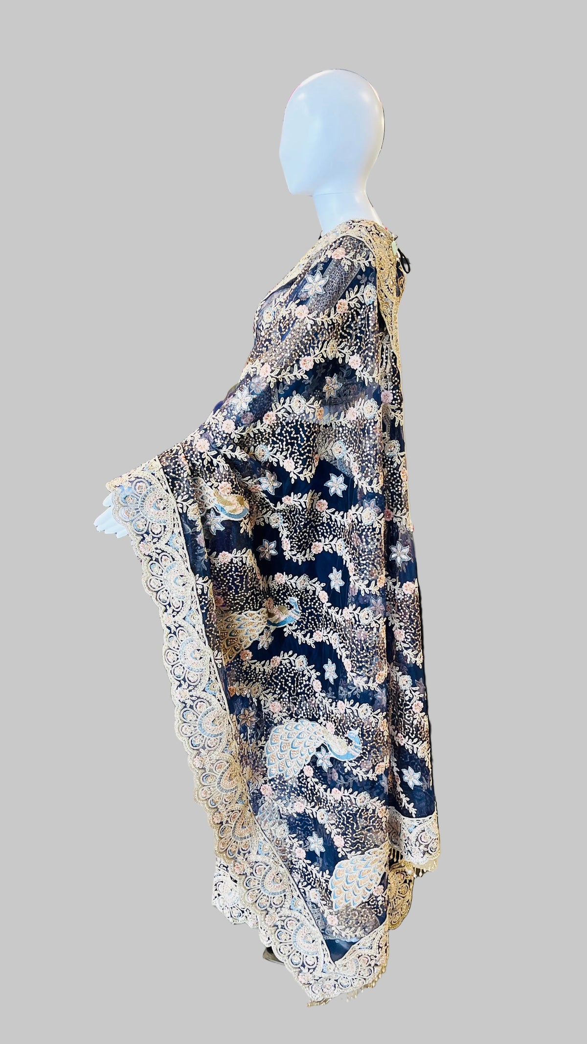 Navy-Blue Color Net Saree