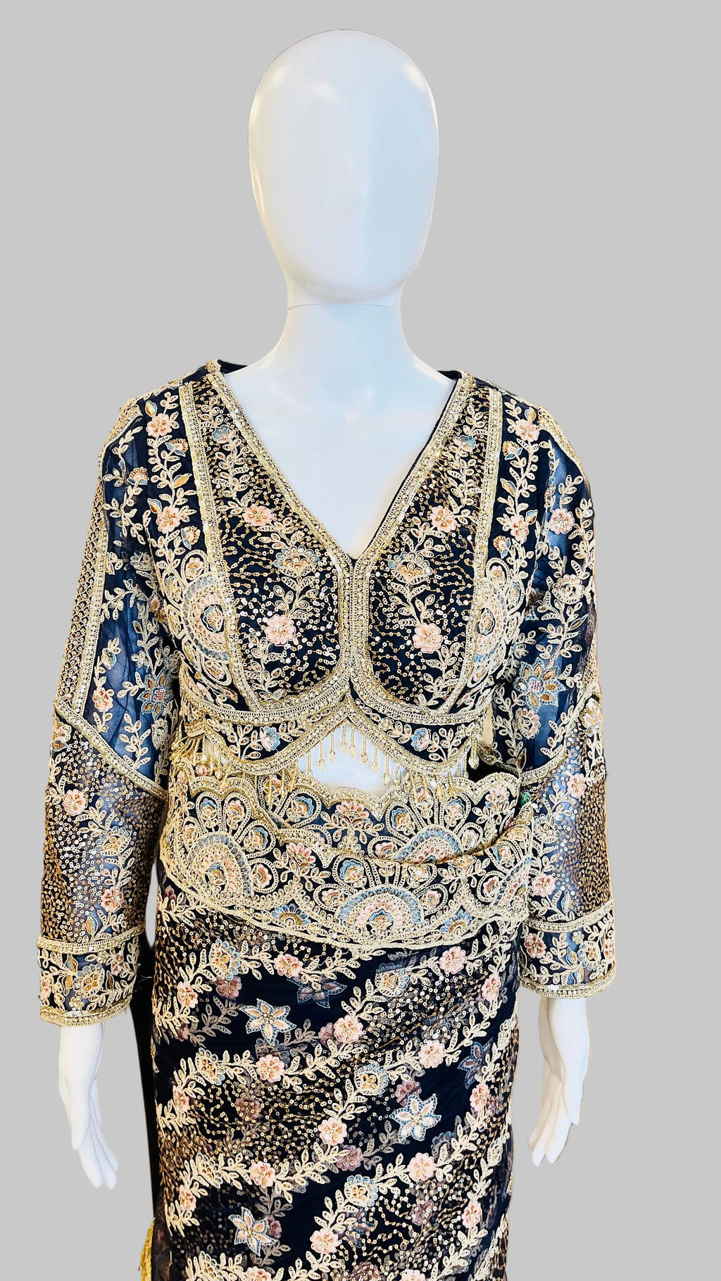 Navy-Blue Color Net Saree