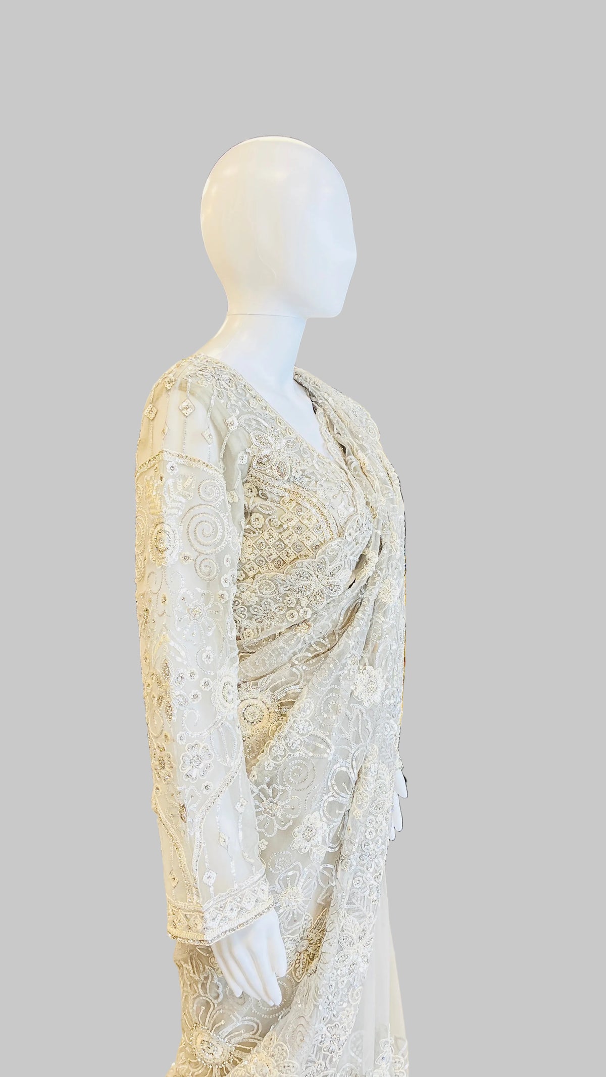 Light-Grey Color Net Saree