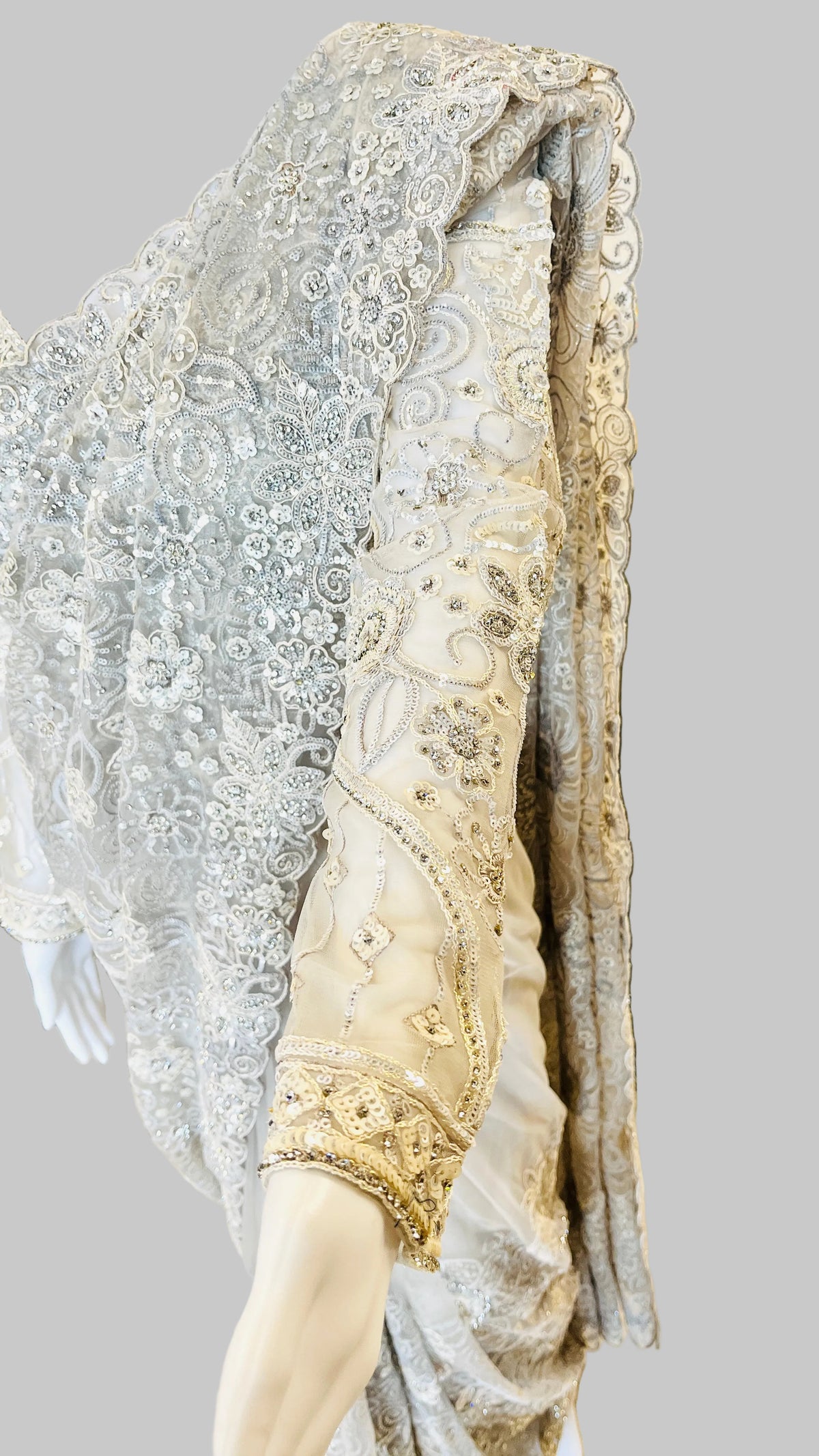 Light-Grey Color Net Saree