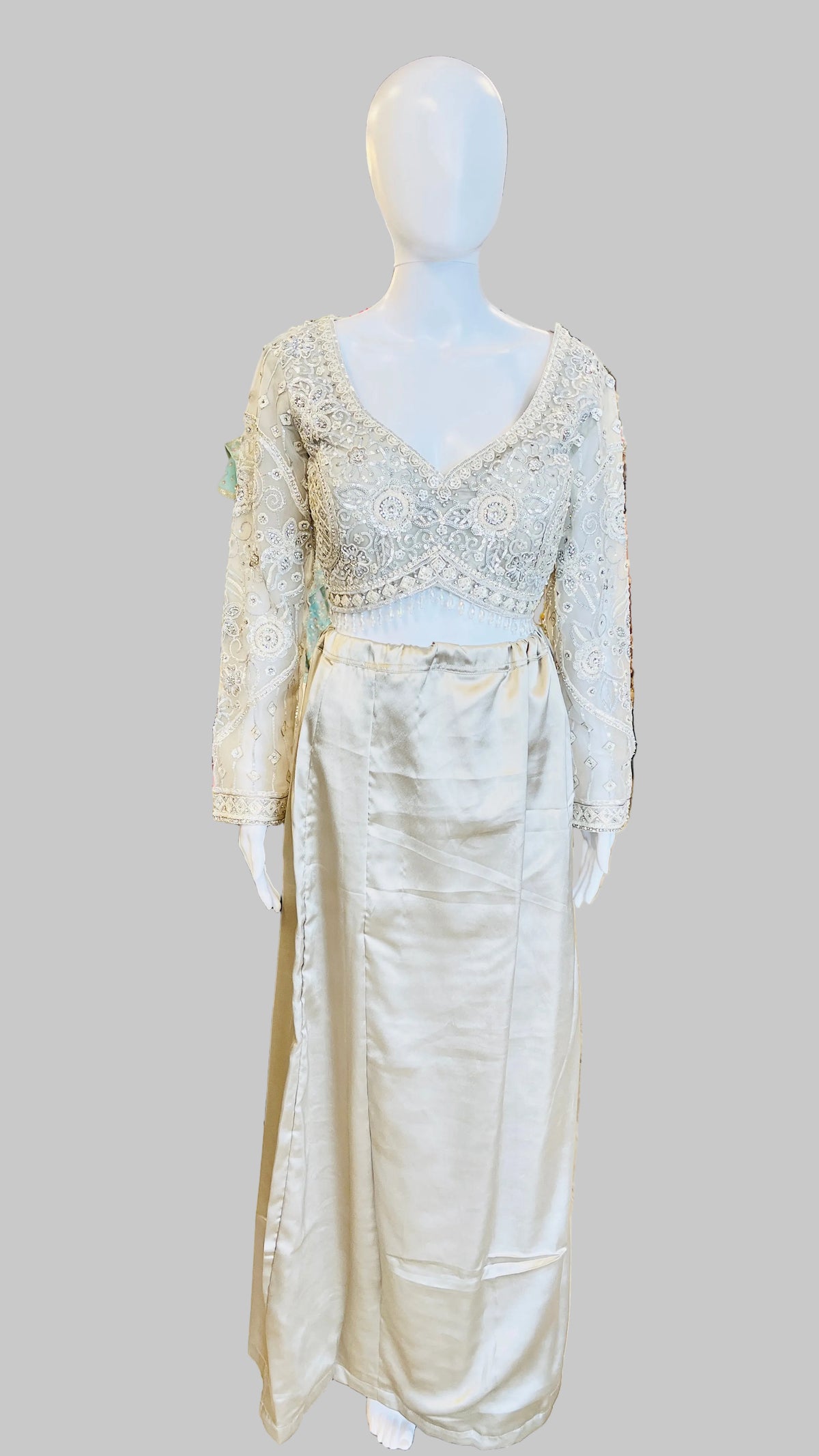 Light-Grey Color Net Saree