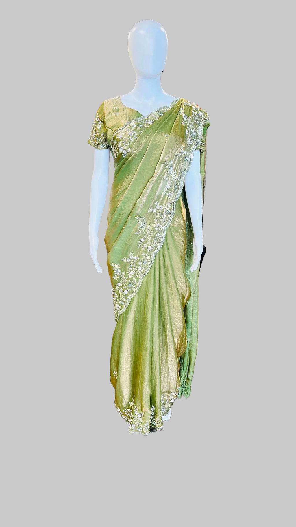 Olive Green Color Saree