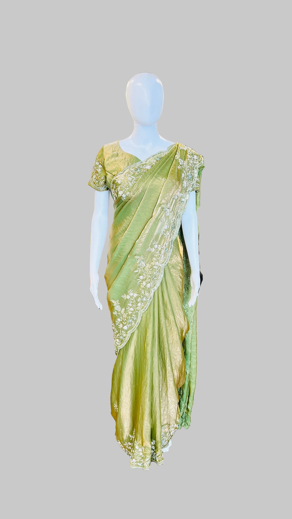 Olive Green Color Saree
