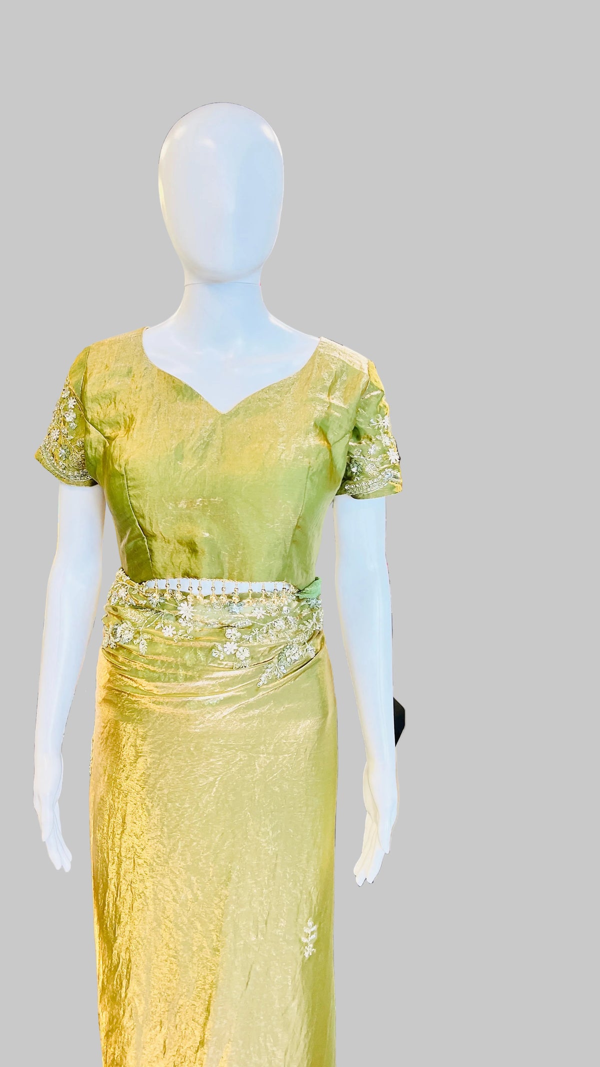 Olive Green Color Saree