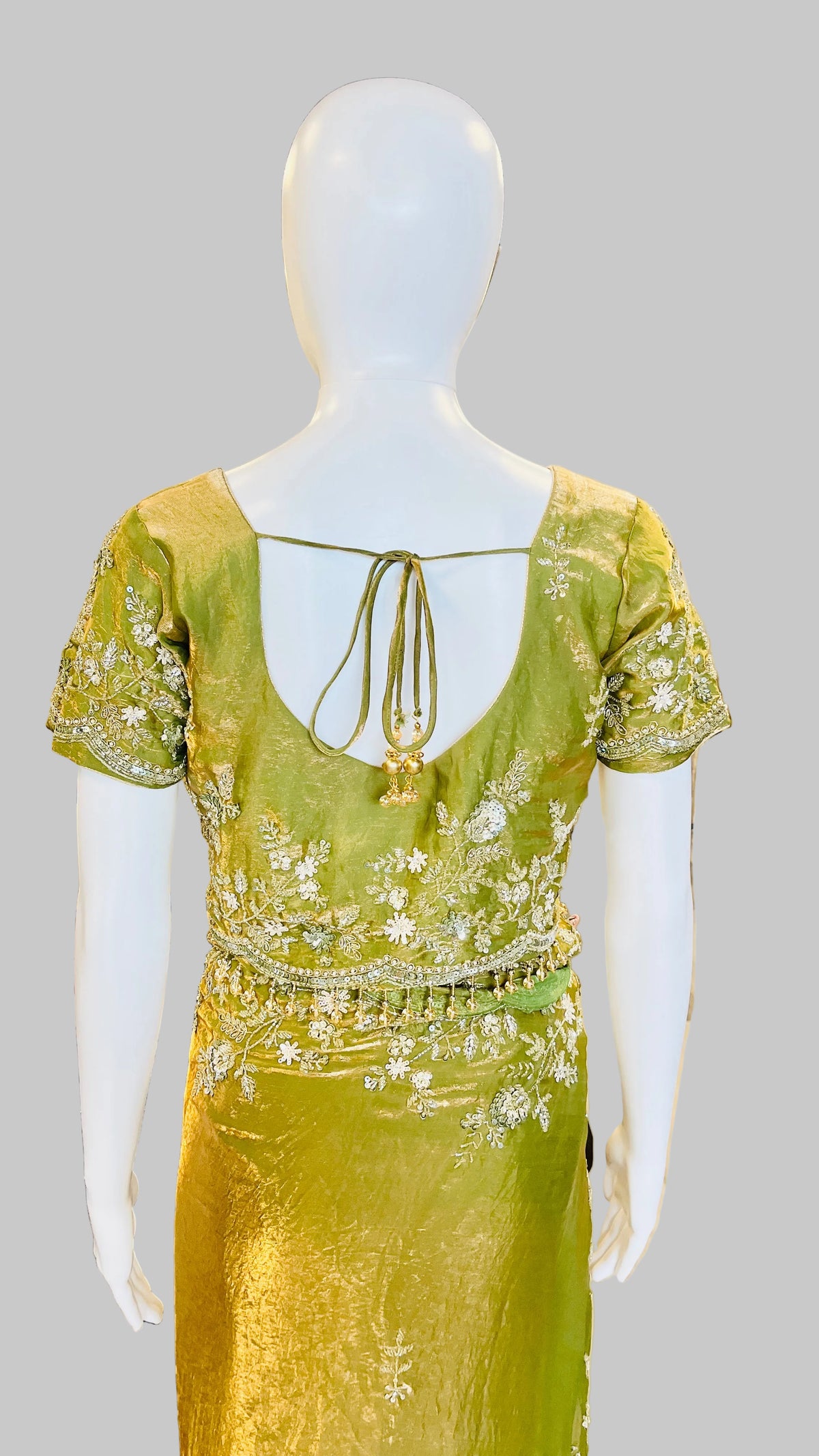 Olive Green Color Saree