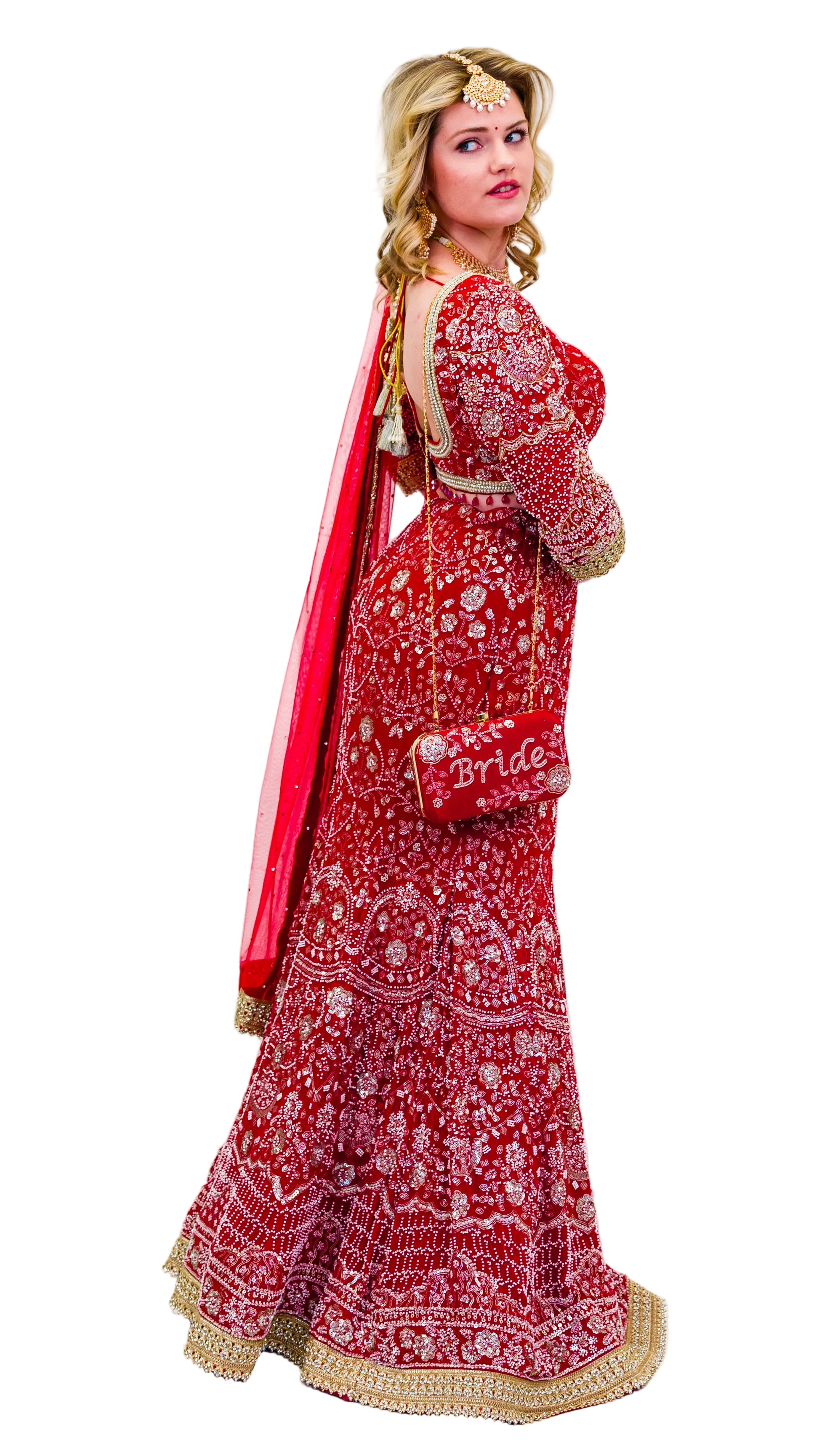 Red Bridal Mermaid Lehnga