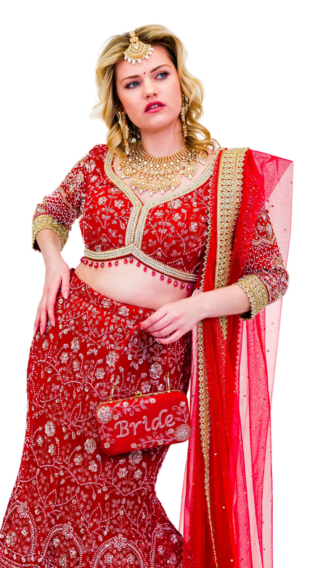Red Bridal Mermaid Lehnga