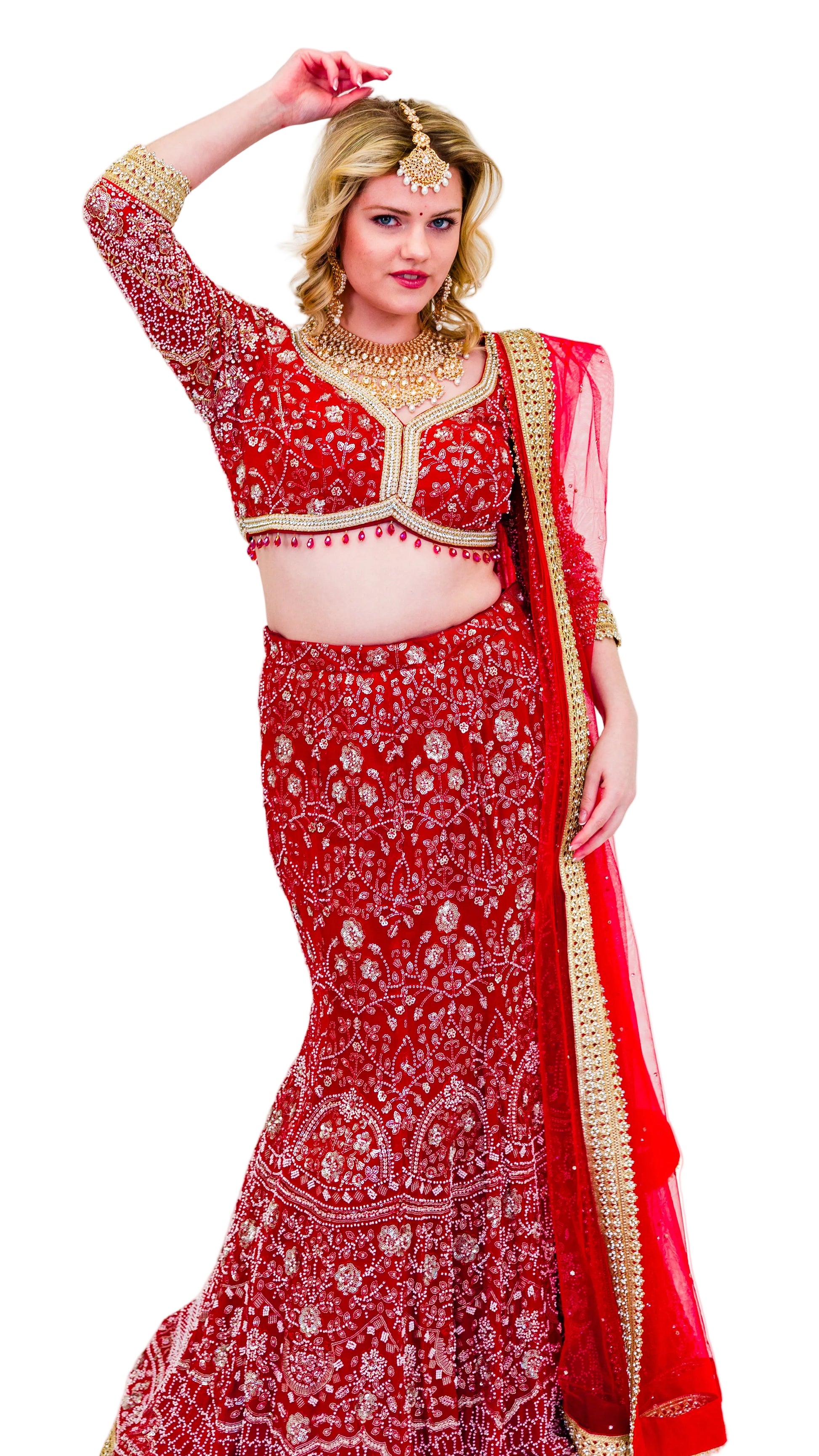 Red Bridal Mermaid Lehnga