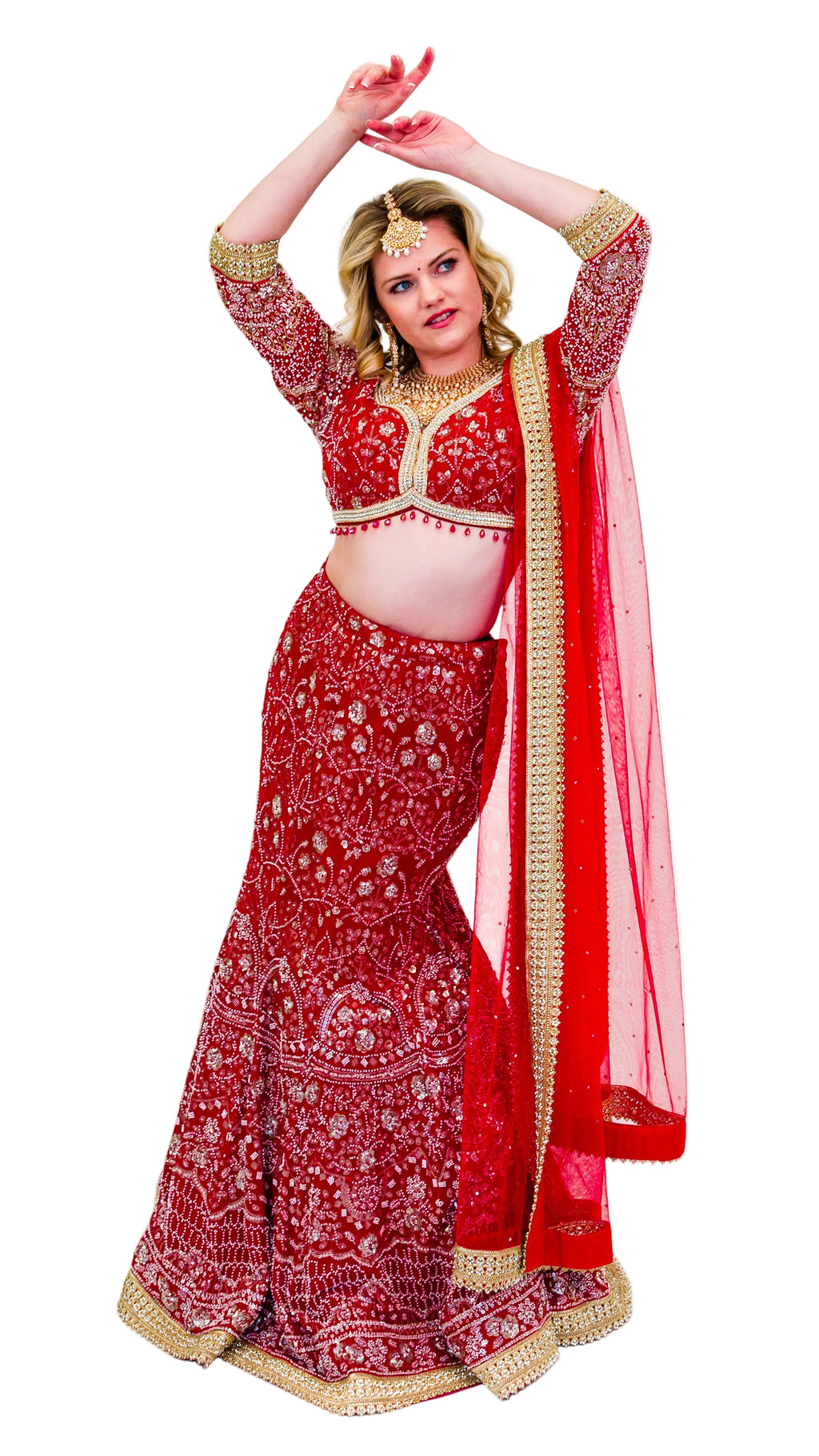 Red Bridal Mermaid Lehnga