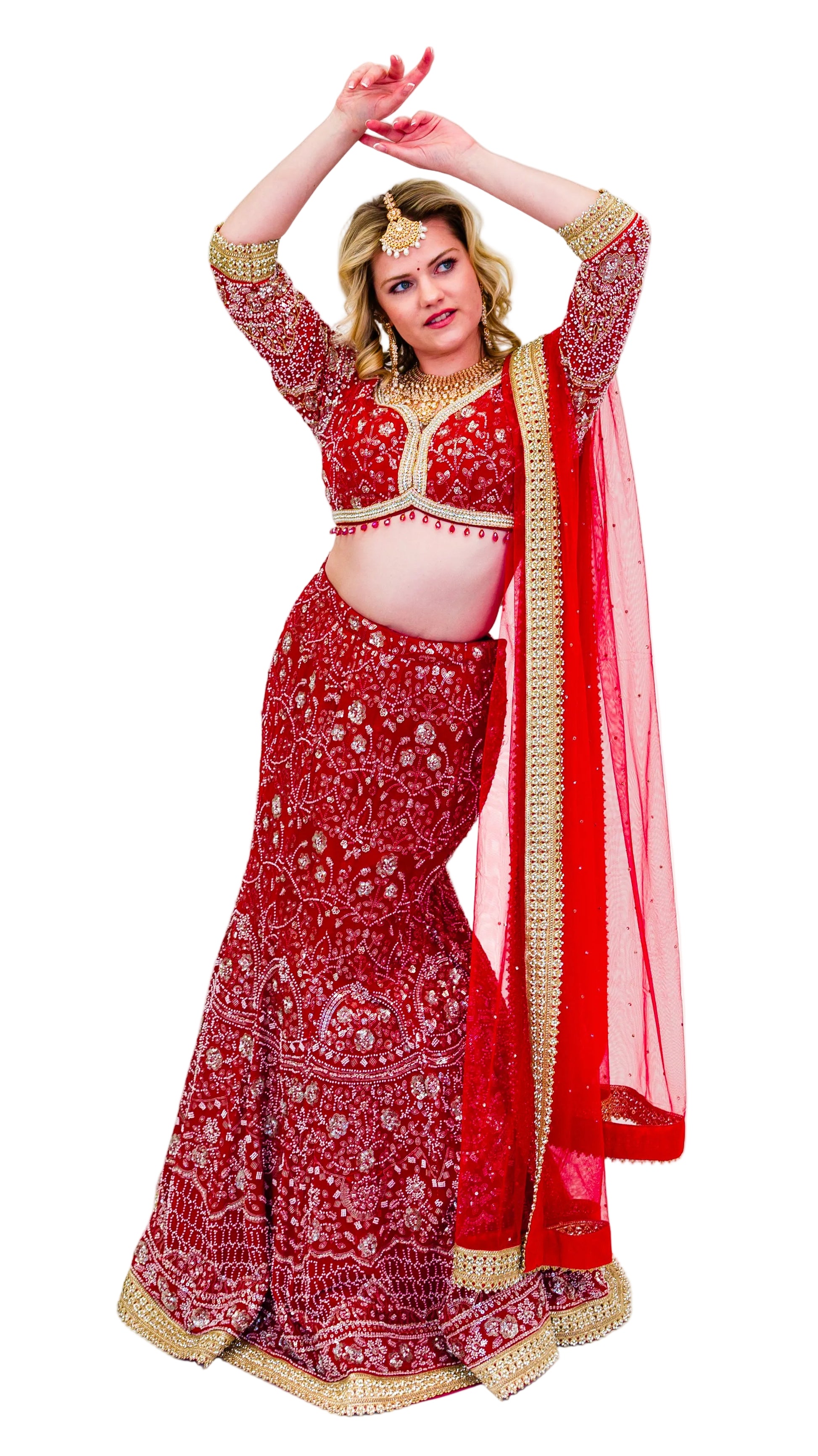 Red Bridal Mermaid Lehnga