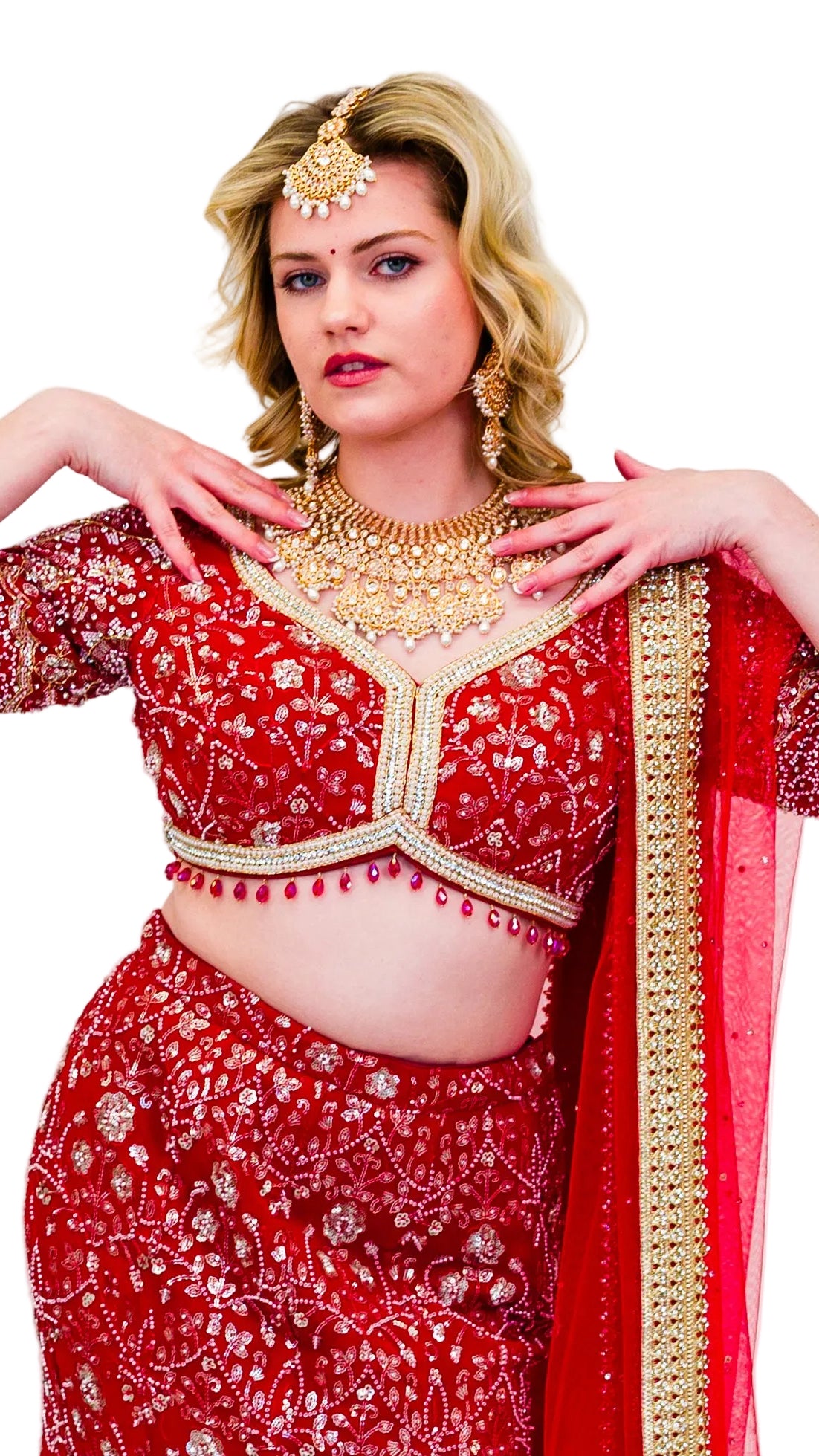 Red Bridal Mermaid Lehnga