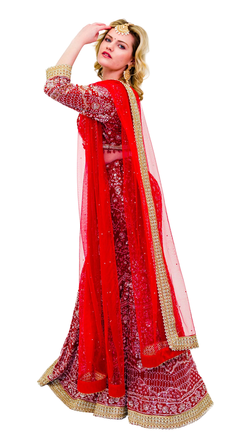 Red Bridal Mermaid Lehnga
