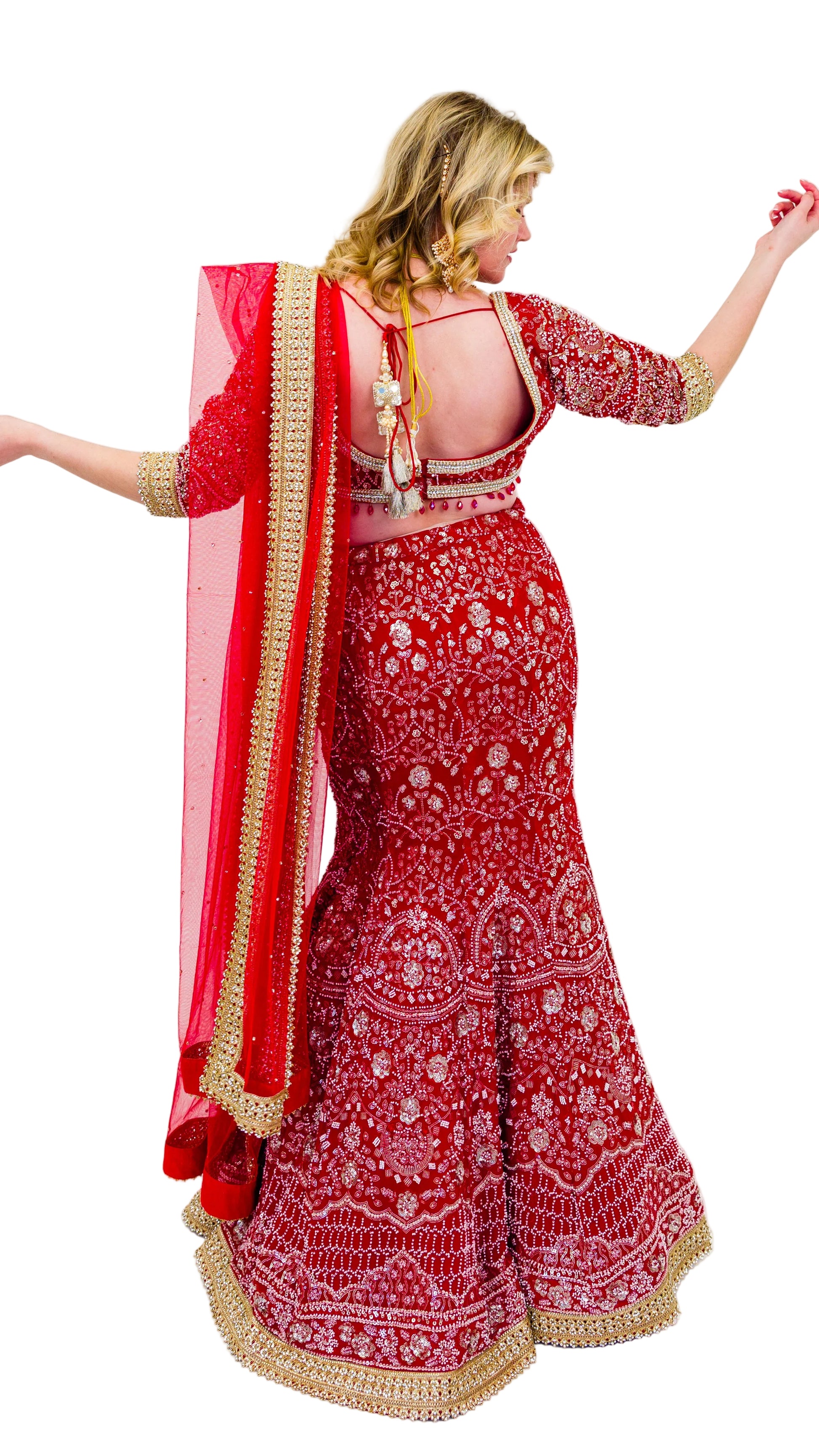 Red Bridal Mermaid Lehnga