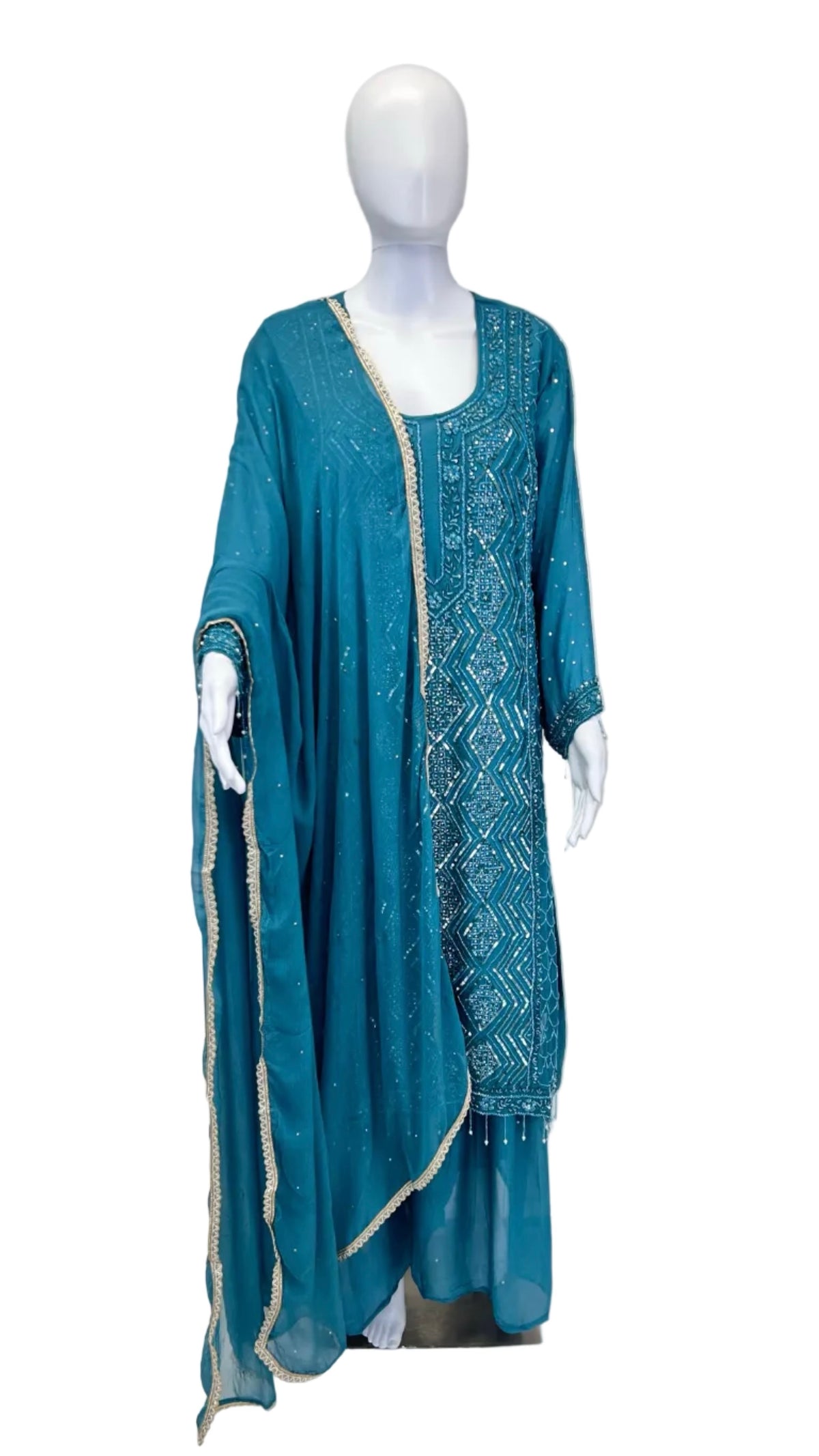 Peacock Blue Sharara Set