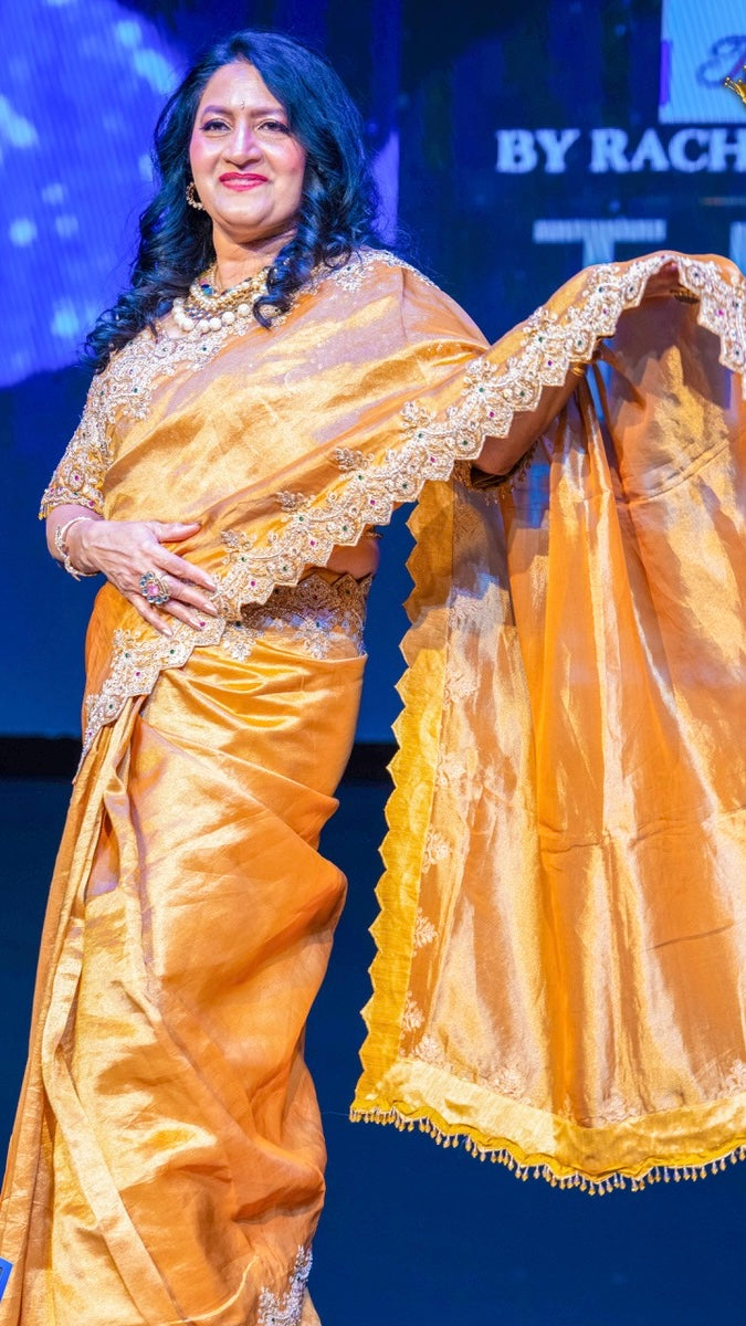 Mustard Yellow Tissue Saree