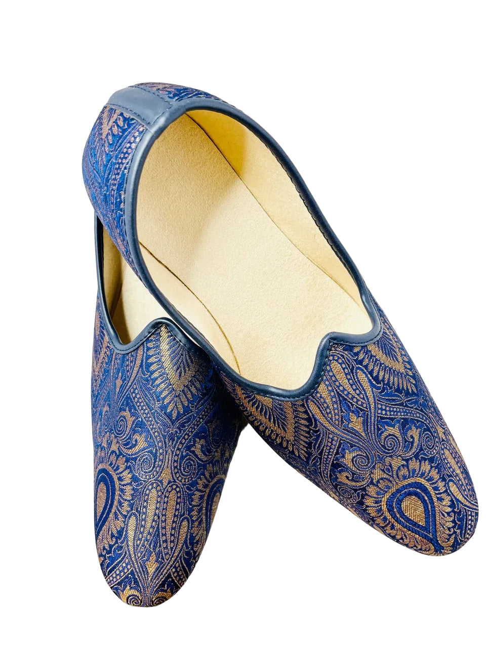 Dark Blue Brocade Shoes