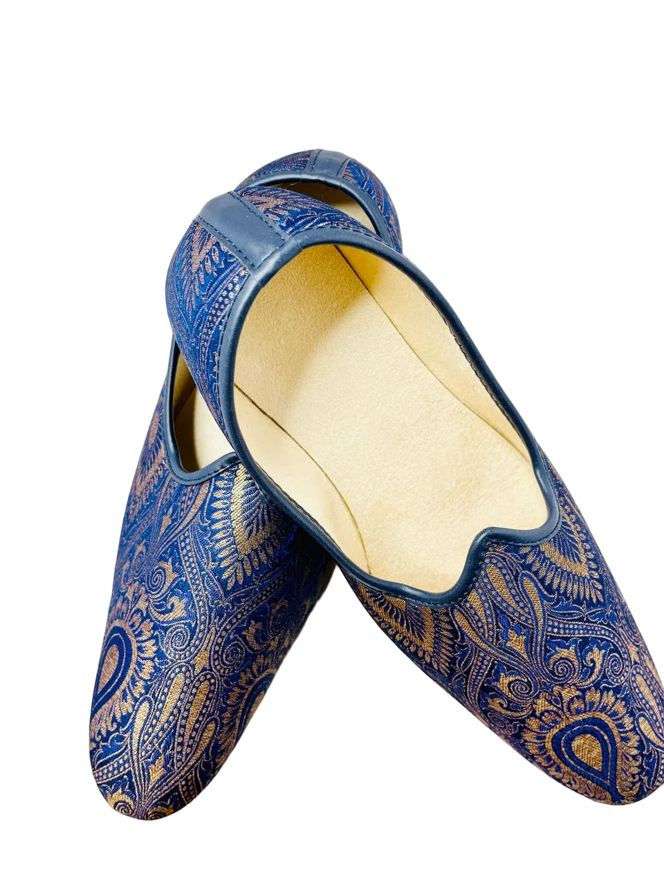 Dark Blue Brocade Shoes