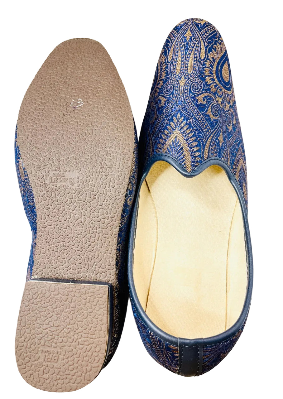 Dark Blue Brocade Shoes