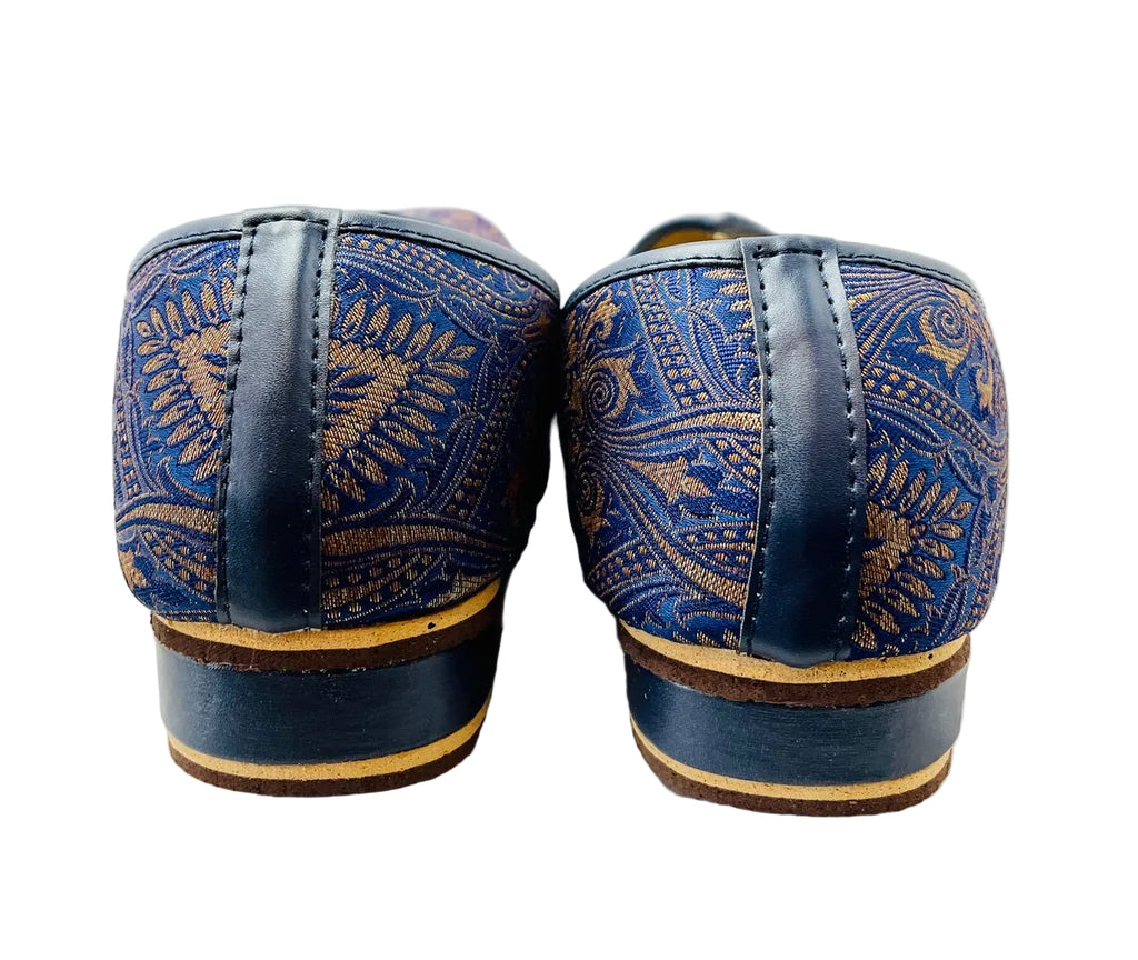 Dark Blue Brocade Shoes