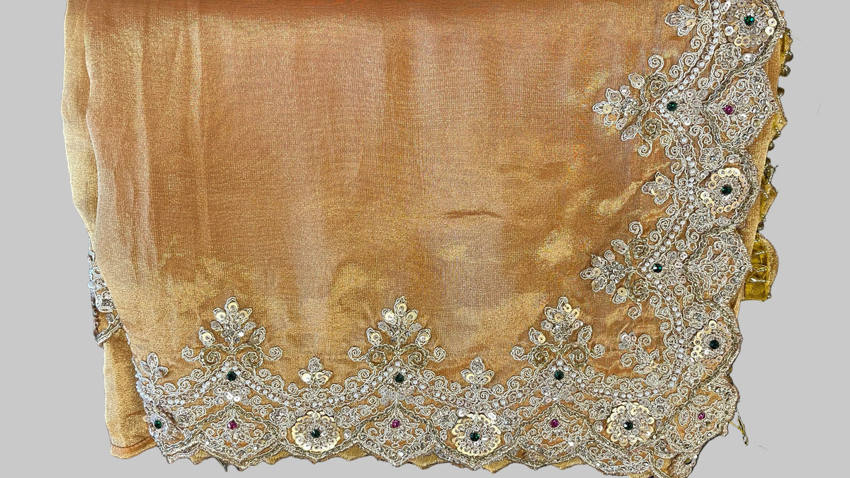 Mustard Yellow Tissue Saree