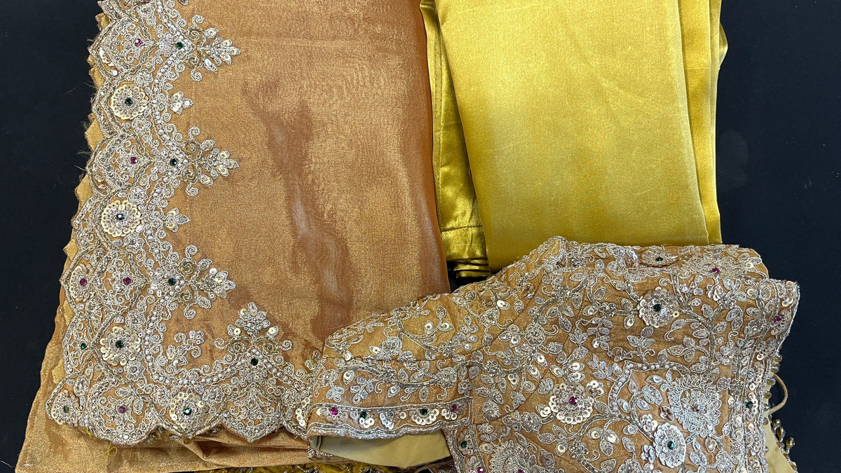 Mustard Yellow Tissue Saree